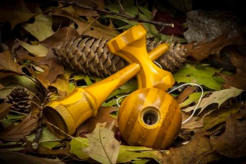 Kendama in an autumnal composition Stock Photos