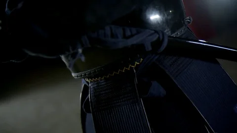 Kendo warrior demonstrates fighting attacks Stock Footage 77233227