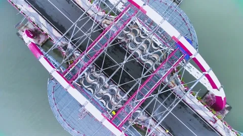 Kenjeran bridge in the calm cloudy morning Drone Flying Stock Footage 231656722