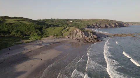 Kennack Sands on the Lizard in Cornwall, UK Stock Footage 243024511
