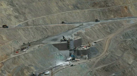 Kennecott Copper mine crusher dump industrial  P HD 0283 Stock Footage 452344