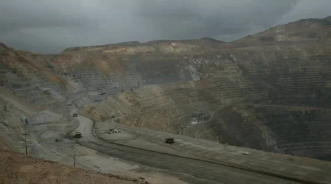 Kennecott Copper Mine open pit rain pan P HD 0307 Stock Footage 453173