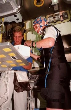 KENNEDY SPACE CENTER, FLA. -- Inside the SPACEHAB training module, STS-95 ... Stock Photos