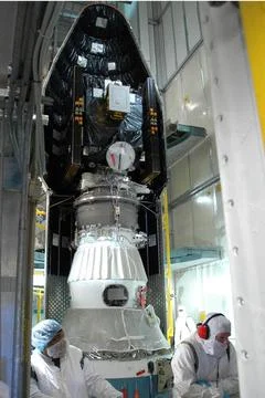 KENNEDY SPACE CENTER, FLA. -- Inside the mobile service tower on Launch Pa... Stock Photos