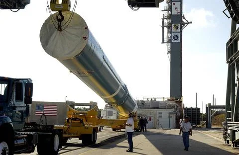 KENNEDY SPACE CENTER, FLA. - On Launch Complex 17-B, Cape Canaveral Air Fo... Stock Photos