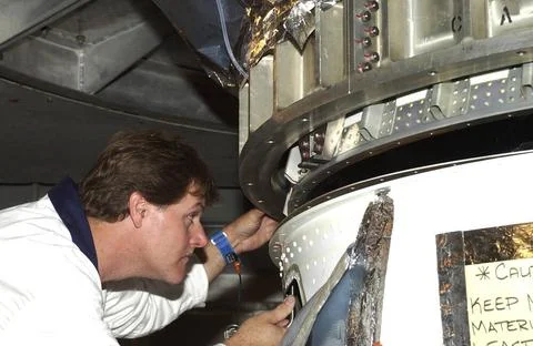 KENNEDY SPACE CENTER, FLA. -- On the launch tower at Launch Complex 17-A, ... Stock Photos