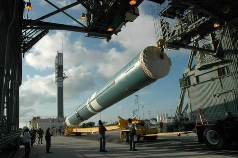 KENNEDY SPACE CENTER, FLA. -- On Launch Pad 17-A at Cape Canaveral Air For... Stock Photos