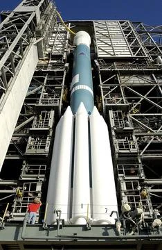 KENNEDY SPACE CENTER, FLA. - On Launch Complex 17-A, Cape Canaveral Air For.. Stock Photos