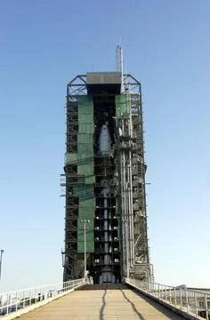 KENNEDY SPACE CENTER, FLA. -- The Lockheed Martin Atlas IIA rocket stands ... Stock Photos