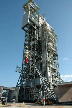KENNEDY SPACE CENTER, FLA. -- The second stage of the Delta II launch vehi... Stock Photos