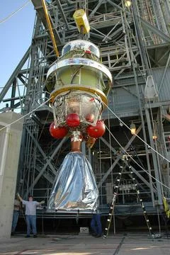 KENNEDY SPACE CENTER, FLA. -- The second stage of the Delta II launch vehi... Stock Photos