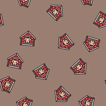 Kennel dog vector seamless pattern Stockillustratie
