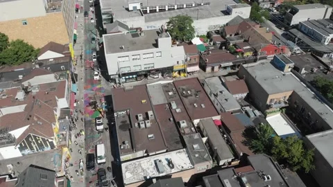 Kensington Market aerial view Stock Footage