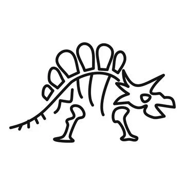 Kentrosaurus dinosaur skeleton walking on white background Stock Illustration
