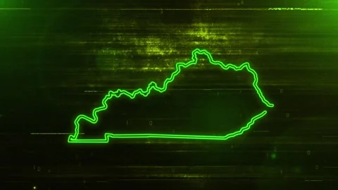 Kentucky Digital Futuristic Glitch Map Video stock 333772670