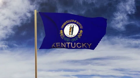 Kentucky flag with title waving in the wind. Looping sun rises style.  Animation Stock-Footage 48165055