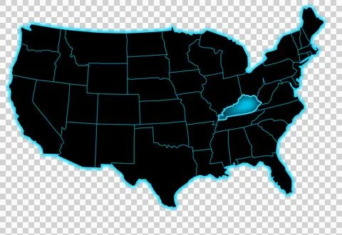 Kentucky map blue glow  Stock Illustration