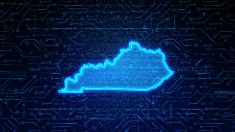 Kentucky Map Digital Technology Opener Stock Footage 335475721