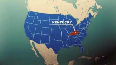 Kentucky Map Highlight USA 3D Political Globe Animation Stock Footage 313462470