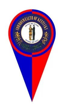 Kentucky Map Pointer Location Flag 스톡 일러스트