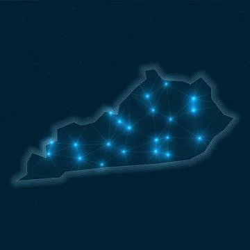 Kentucky network map. Abstract geometric map of the us state. Digital conne.. イラスト素材