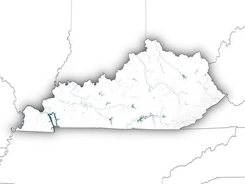 Kentucky shape with state borders, white map Illustrazione stock