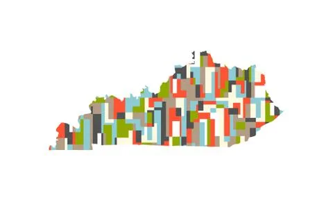 Kentucky State Abstract rectangular color pattern Map. Vector Design Stock Illustration