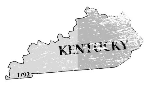 Kentucky State and Date Map Grunged Stock Illustration