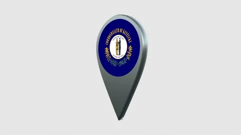 Kentucky State Flag Location Map Marker Pin With Alpha Channel Looped Видео 239456477