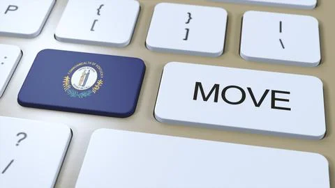 Kentucky State Flag with Move Text Button 3D Illustration イラスト素材