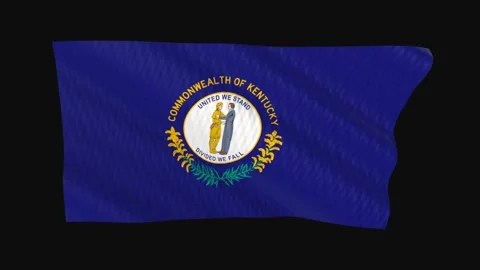 Kentucky state flag waving on black background seamless loop 스톡 동영상 344676963