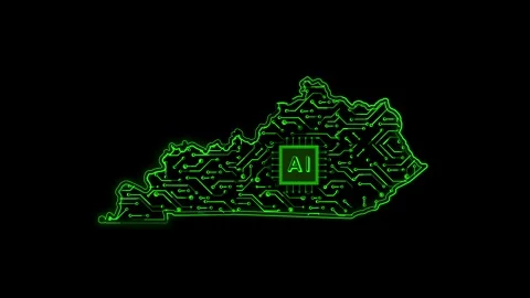 Kentucky State Map AI Chipset Technology Opener Stock Footage 337093010