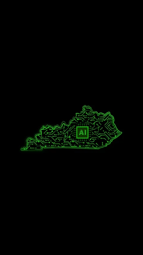 Kentucky State Map AI Chipset Technology Opener Vídeo Stock 337184204