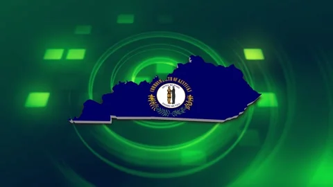 Kentucky State Map and Flag Background Stock Footage 344648087