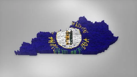Kentucky State Map with Flag Intro Background Stock Footage 315165947