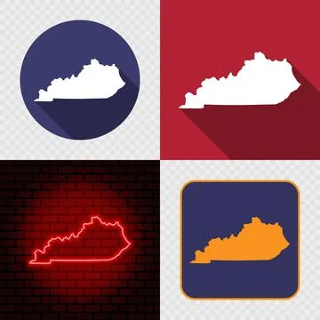 Kentucky State Map Icons Set, USA Silhouette Collection in Flat, Minimal an.. Stock Illustration