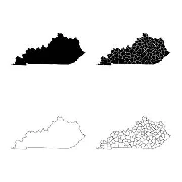 Kentucky State Outline and Solid Fill Map Set. Illustration