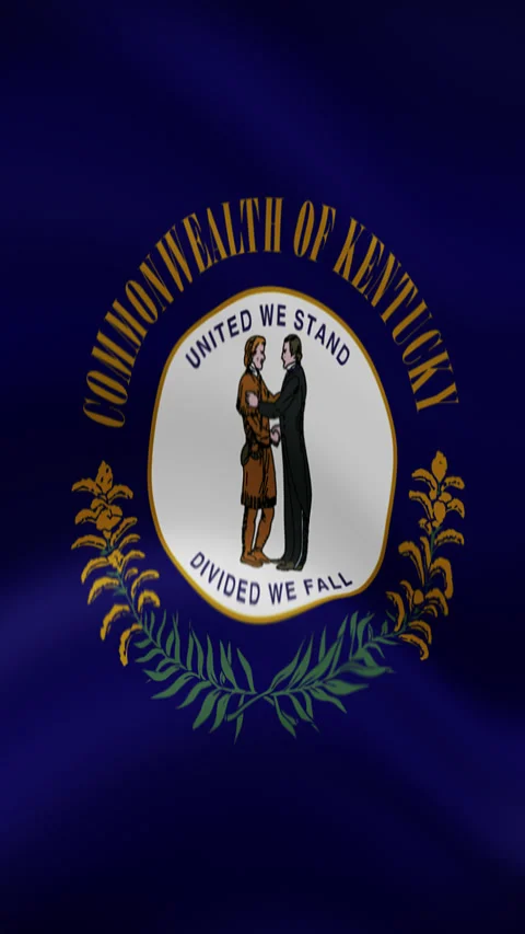 Kentucky State Waving Flag in Vertical Orientation – Realistic Loop Animation Stock Footage 294948974