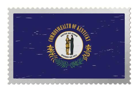 Kentucky US flag on old postage stamp, vector Stock Illustration