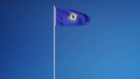 Kentucky (U.S. state) flag in slow motion seamlessly looped with alpha Stock Footage 70147491