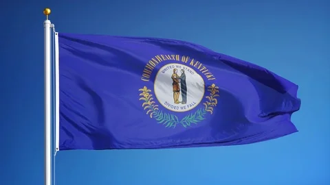 Kentucky (U.S. state) flag in slow motion seamlessly looped with alpha Stock Footage 70147517