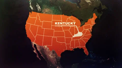Kentucky US State Satellite Map Animation V1 Stock Footage 303743281