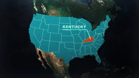Kentucky US State Satellite Map Animation V2 Video stock 309089777