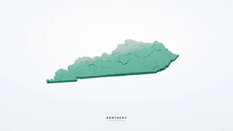 Kentucky USA 3D isometric state map with county borders rotating on a clean Stock Footage 340404540