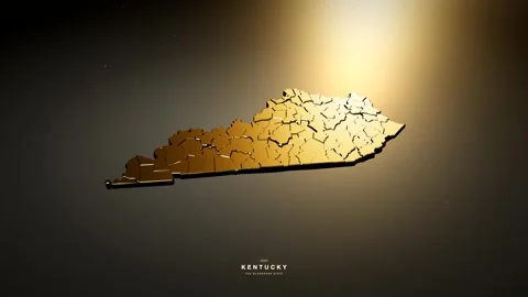 Kentucky USA 3D state map in gold style Stock-Footage 341171968
