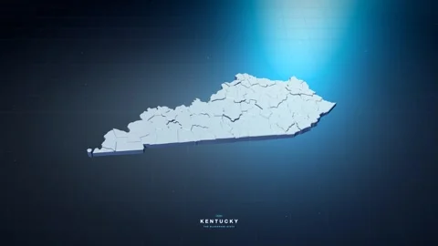 Kentucky USA state map with glowing tech digital network style Video stock 340613997