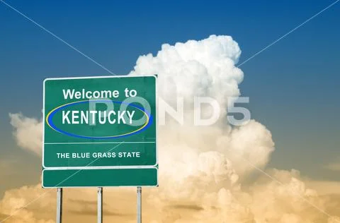 Kentucky welcome road sign Stock Photos