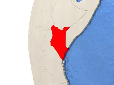 Kenya on 3D globe Stock Illustration