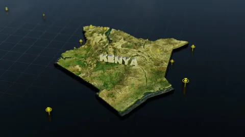 Kenya 3D Map With Animation Stock Footage 307511680