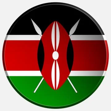 Kenya 3d round button Stock Illustration